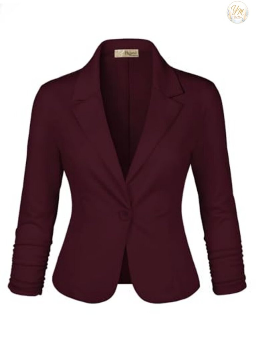Velvet Ponte Cardigan Blazer Notch Collar 3/4 Sleeve Business Casual